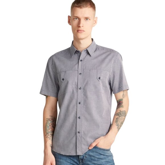 MR TURK Mario shirt navy houndstooth NWT - Picture 1 of 6